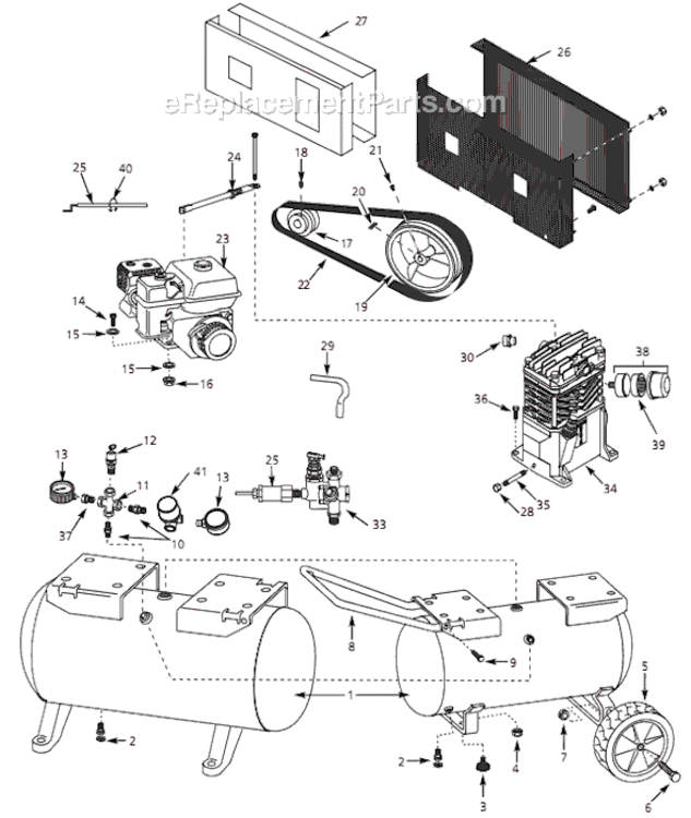 Page A Diagram and Parts List for 4B241B 2007 Campbell Hausfeld Compressor